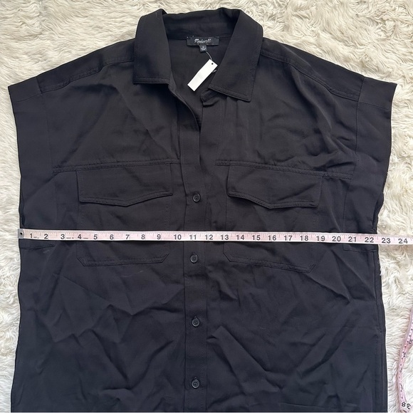 Madewell Dress Utility Button-Front Mini Linen Blend True Black M NWT New - Picture 10 of 12